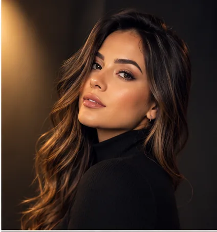 Retrato feminino editorial com roupa preta
